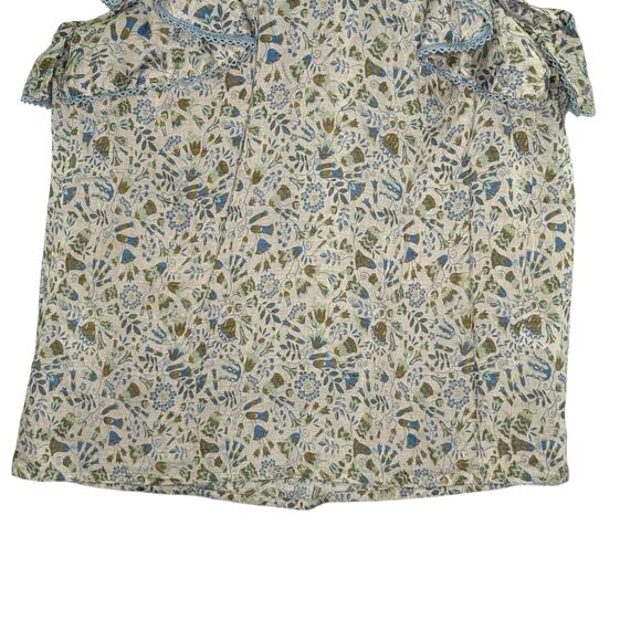 Sabina Musayev S Mandy Top Sage Print Peplum Sleeve Floral Cottage *flaw - Picture 5 of 9